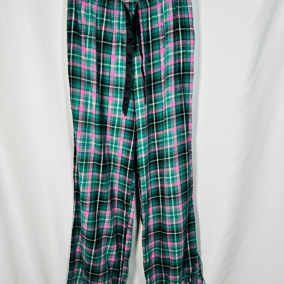 Victoria’s Secret Plaid Flannel Pajama Set Cotton Modal Loungecore M Pink Green - Picture 8 of 11
